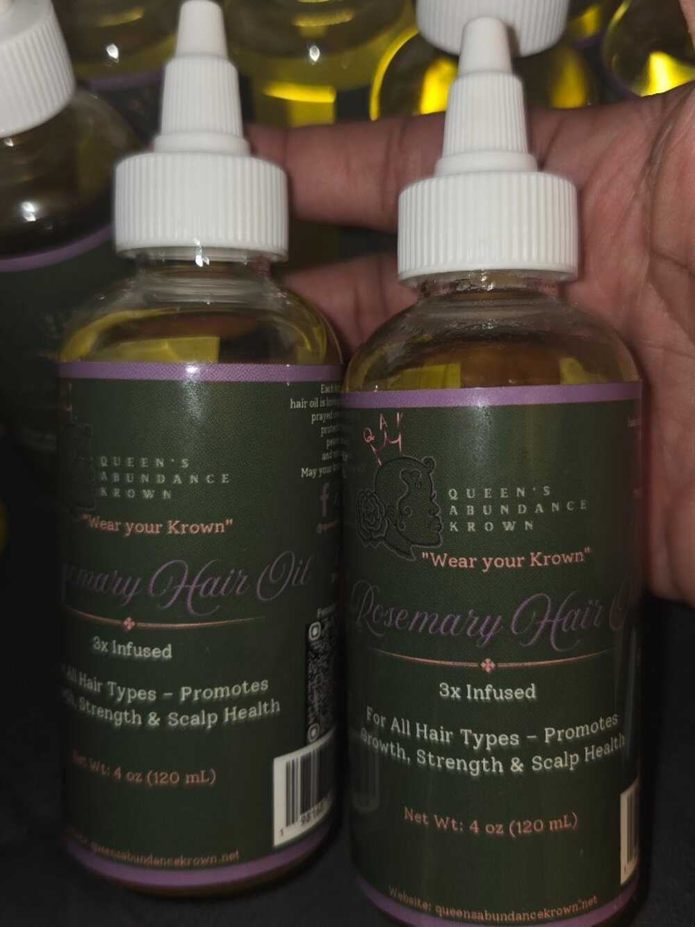 Queen’s Abundance Krown Handmade Rosemary Hair Oil 2-Pack – Natural Herbal Oil